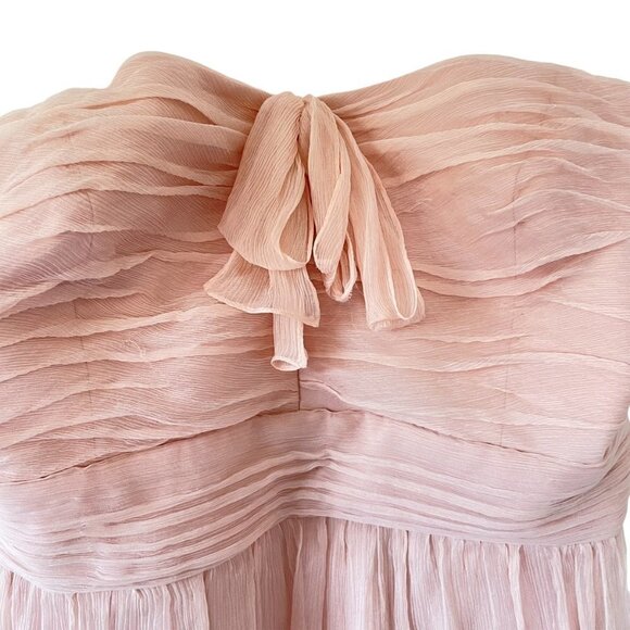 Amsale Silk Strapless Dress   Dusky Pink Silk Chiffon  Fairy  Faerie  Size 4 - Picture 2 of 6